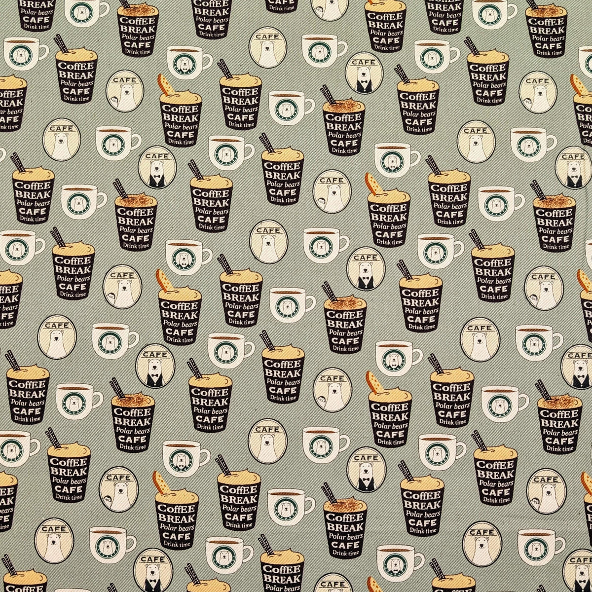 NEW Polar Bear Cafe Kobayashi Japanese cotton oxford twill fabric KTS-7066 D green