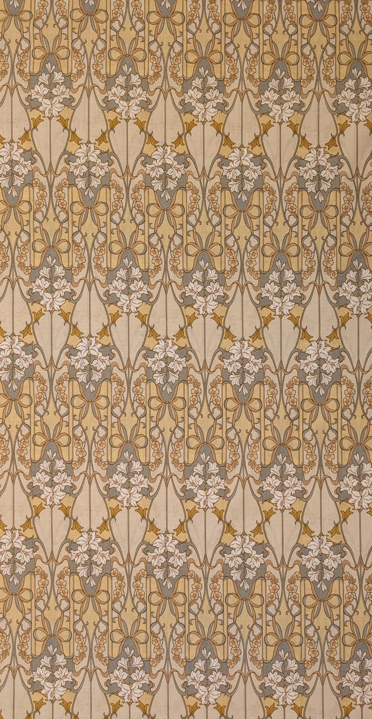 Hokkoh - Nouveau Flower Filigree Cotton Lawn - Beige and Yellow