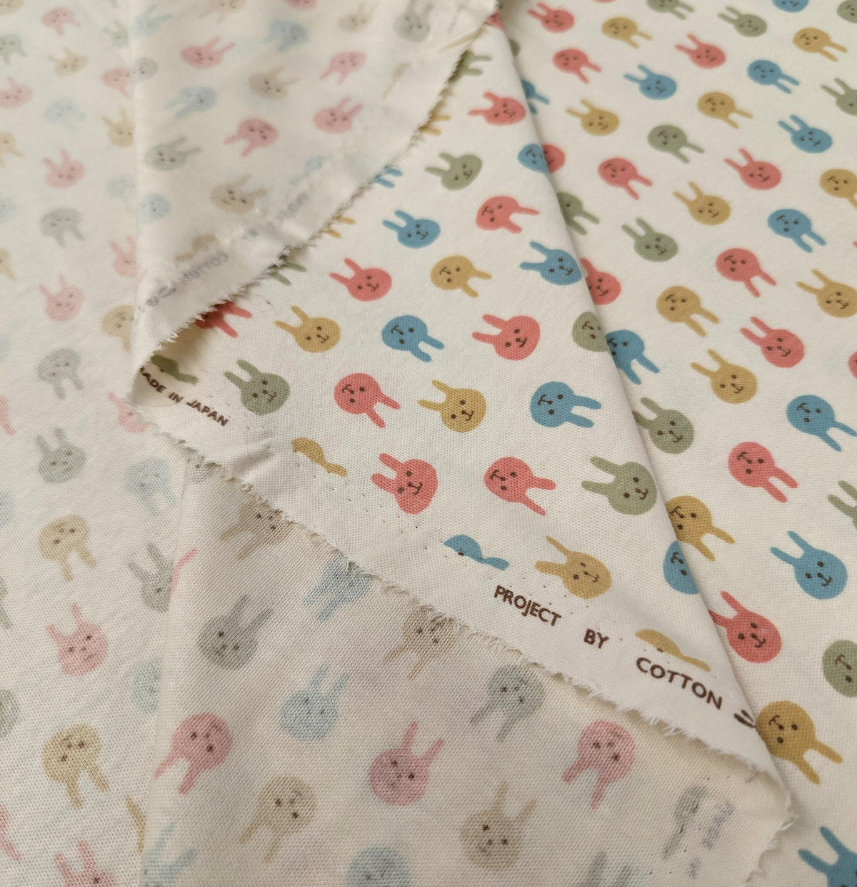 Kobayashi - Colorful Bunnies Cotton Jersey - Brown Pink Yellow