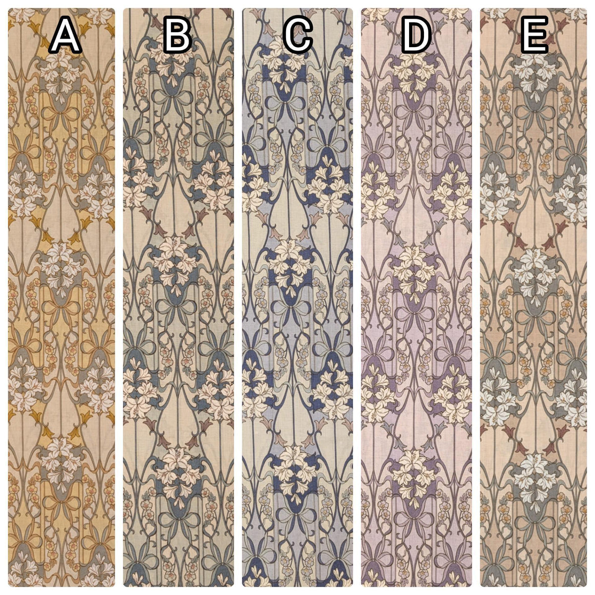 Hokkoh - Nouveau Flower Filigree Cotton Lawn - Light Blue and Beige