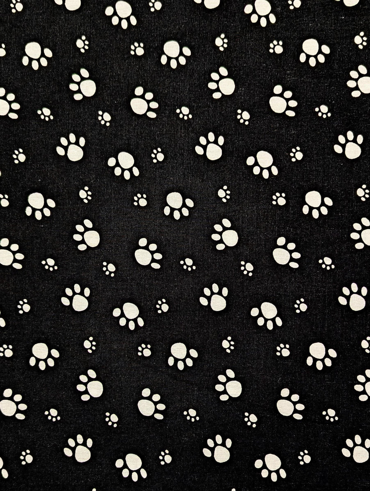 Koyama - Paw Prints Cotton Fabric - Black