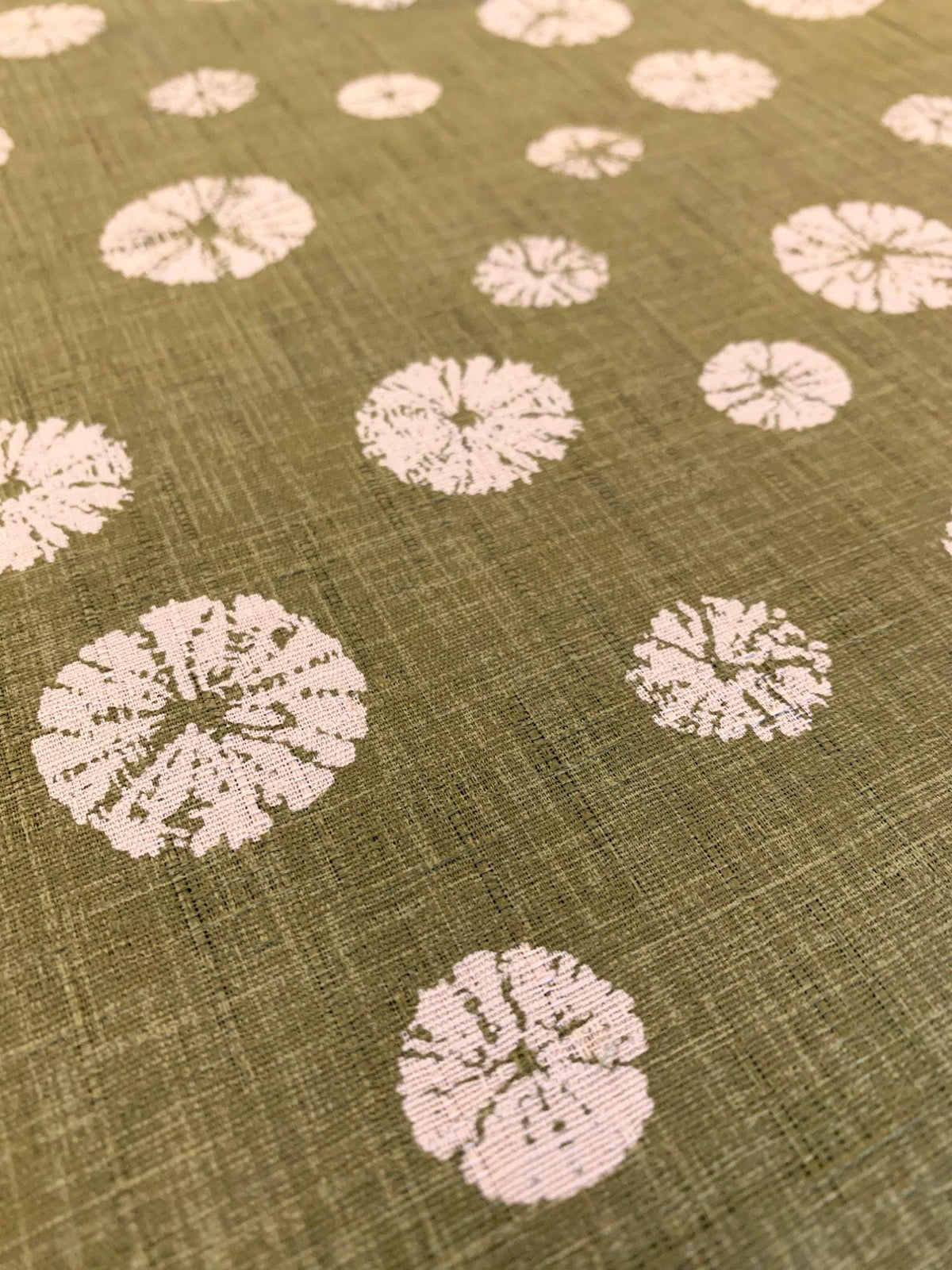 Morikiku - Shibori Sand Dollars Cotton Dobby - Sage Green Beige