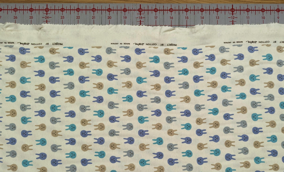 Kobayashi - Colorful Bunnies Cotton Jersey - Teal Periwinkle Khaki Gray