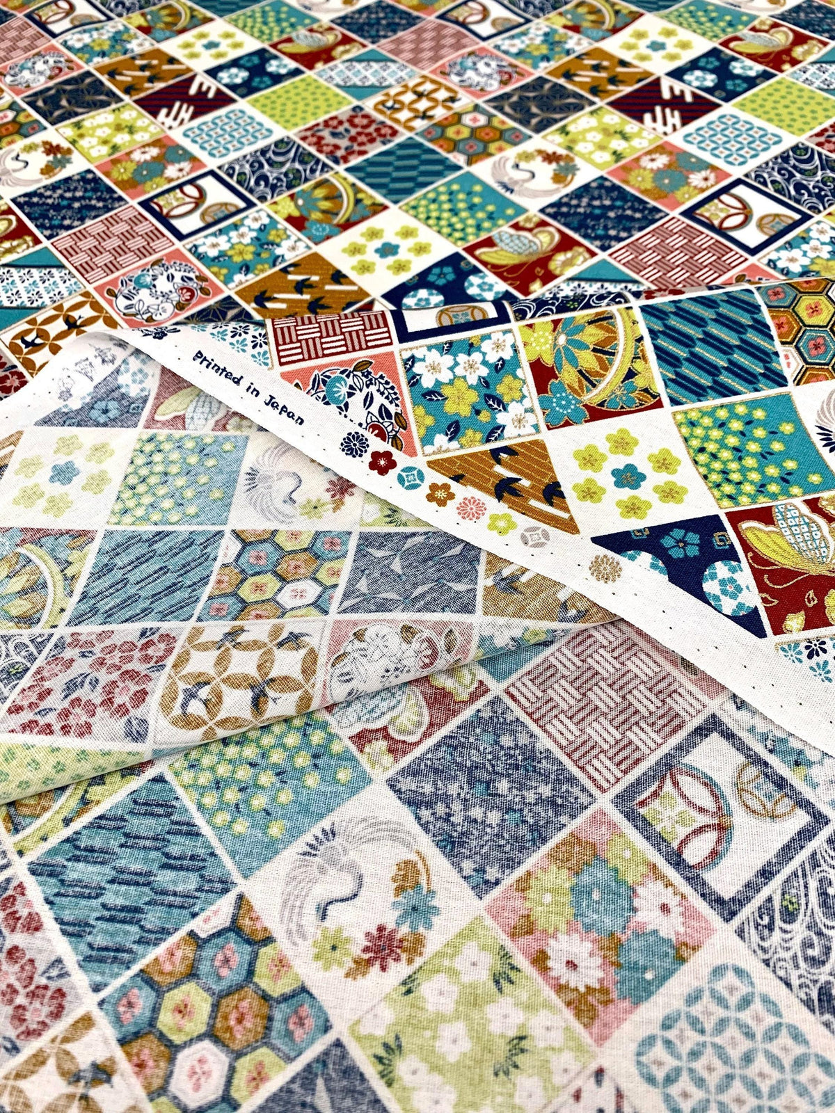 Senyo - Golden Flower Story Cotton Fabric - Green White