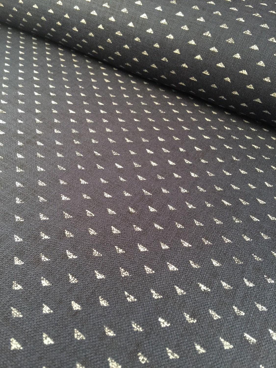 Sevenberry - Tiny Triangles Print Cotton Fabric - Navy Indigo and Beige