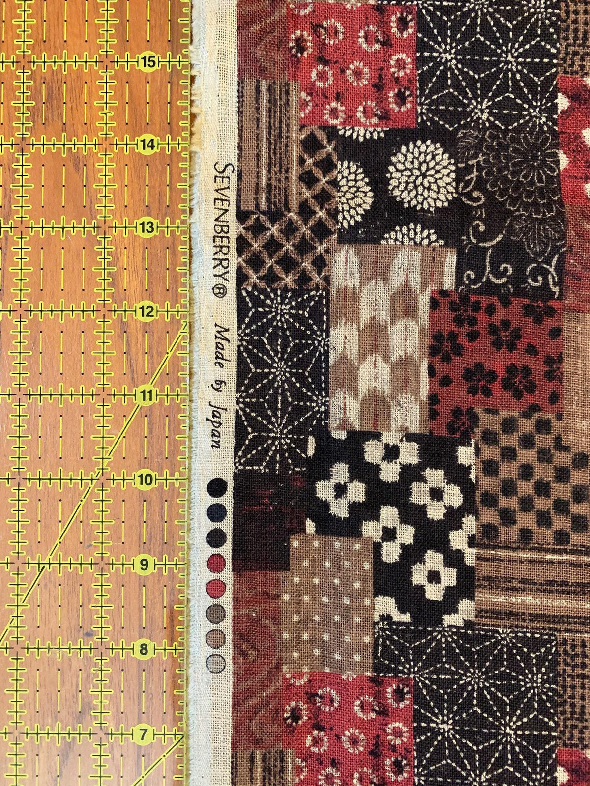 Sevenberry boro patchwork in red Japanese cotton fabric 88500-3-6