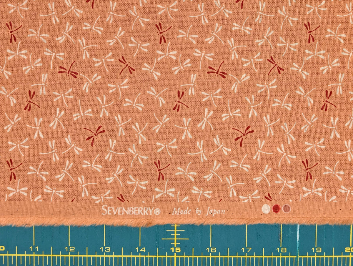 Dragonflies Sevenberry Japanese cotton fabric 88222-7-11 peach