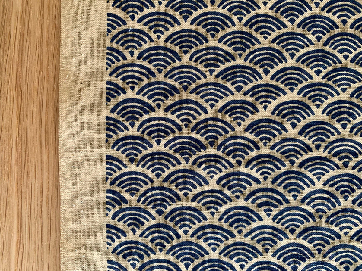 Sevenberry - Waves Cotton Fabric - Beige Blue