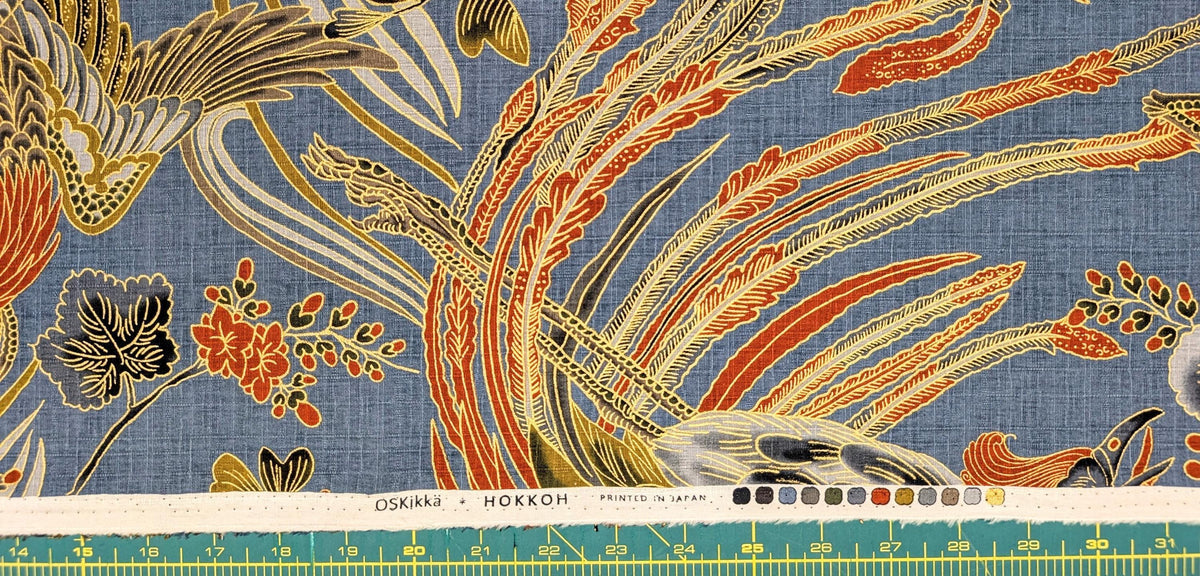 NEW Golden Phoenix Hokkoh Japanese cotton dobby fabric 1024-1110-1 C blue