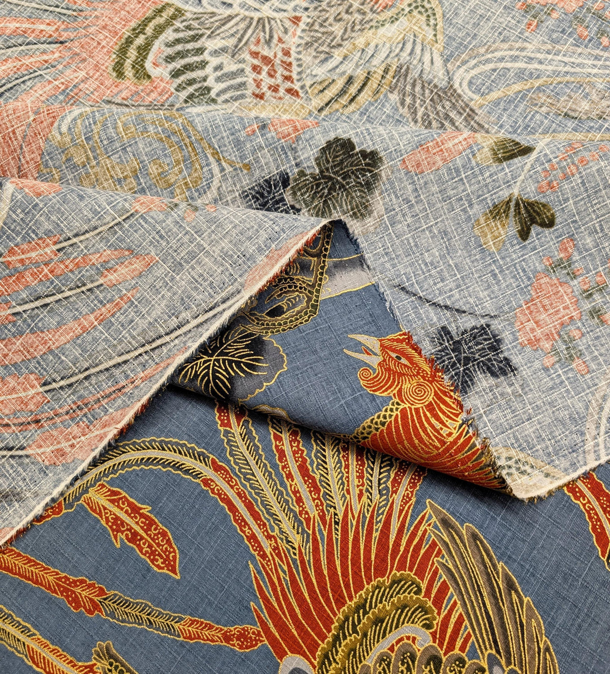 NEW Golden Phoenix Hokkoh Japanese cotton dobby fabric 1024-1110-1 C blue