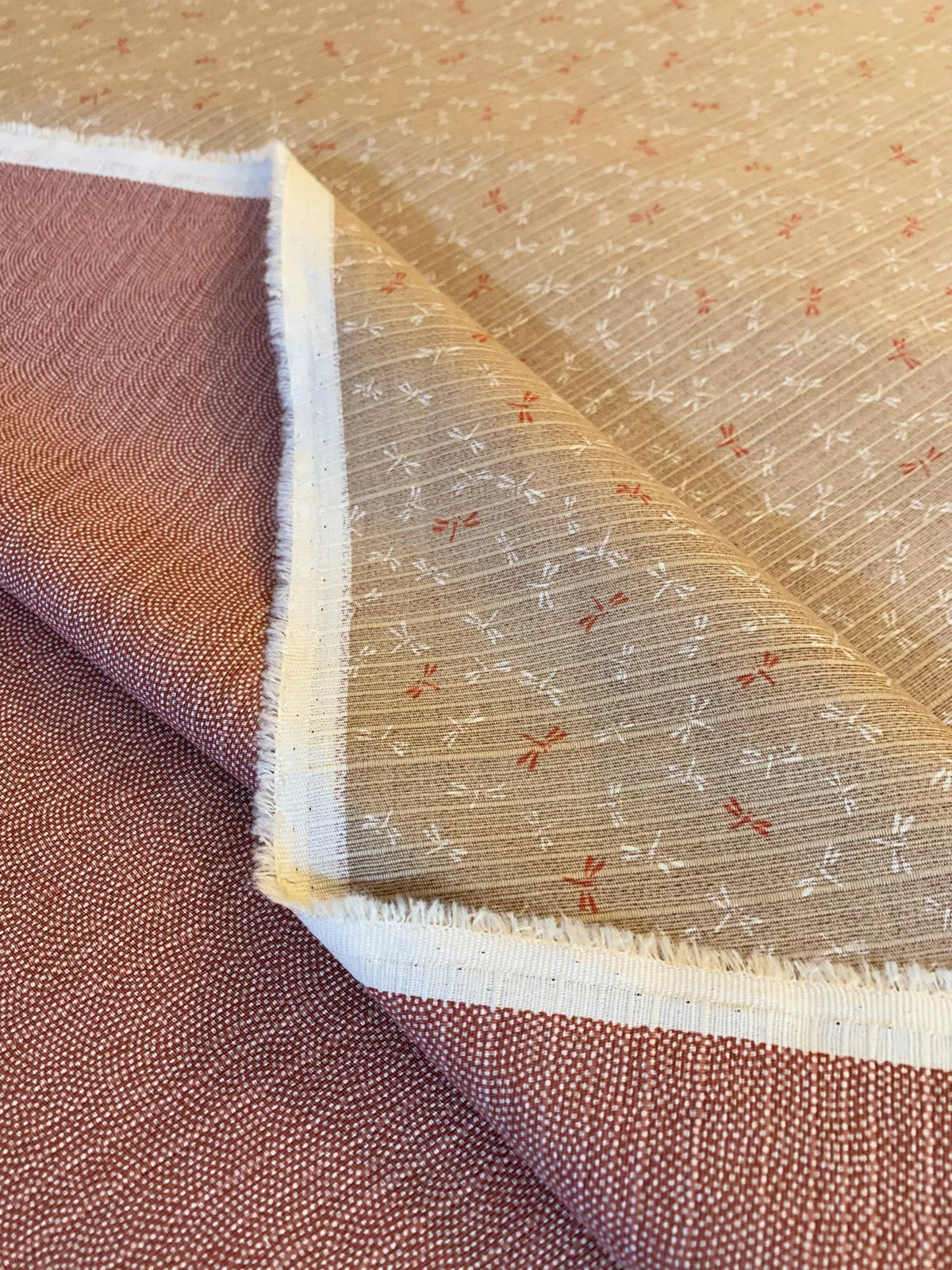 Sevenberry - Double Sided Dragonfly and Same-Komon Cotton Shantung - Beige Pink