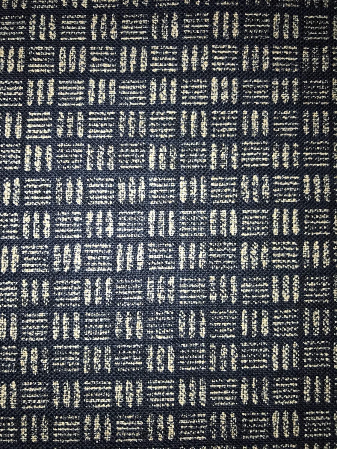 Sevenberry - Basket Weave Pattern Cotton Fabric - Navy Blue