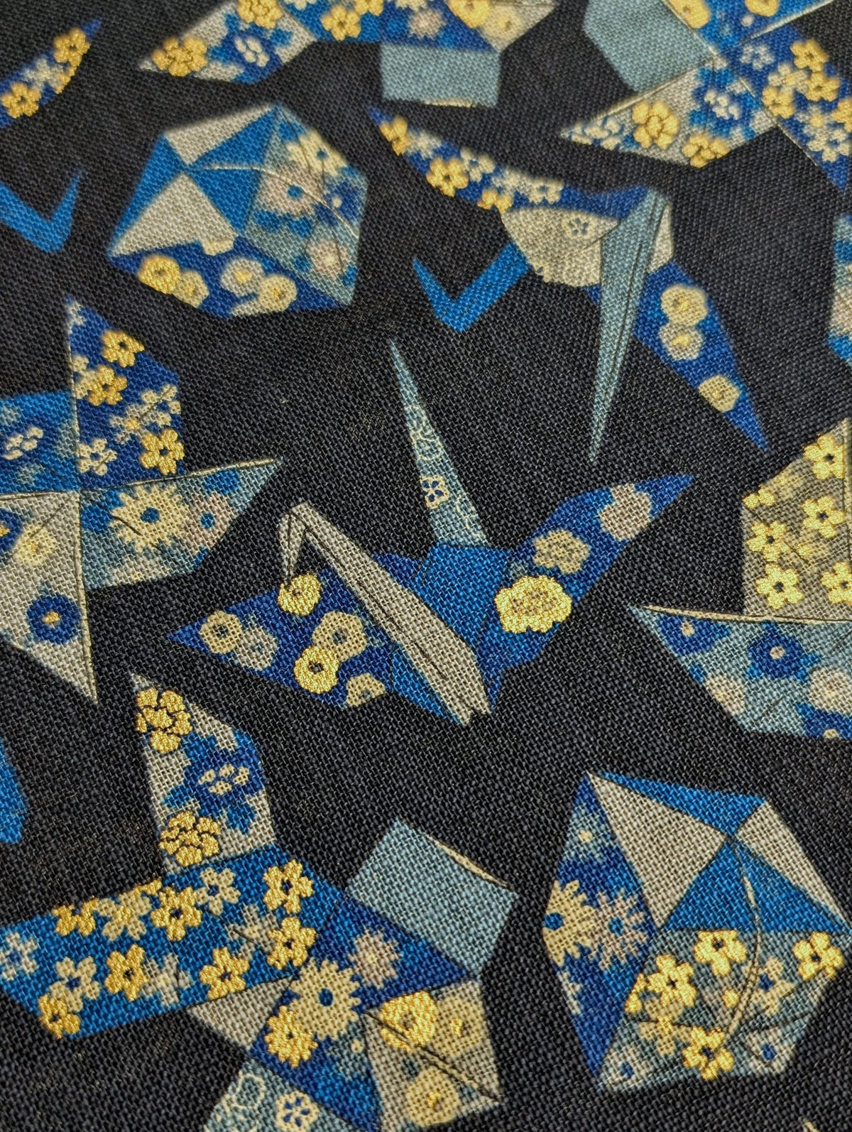 Sevenberry - Golden Origami Cotton Fabric - Dark Blue