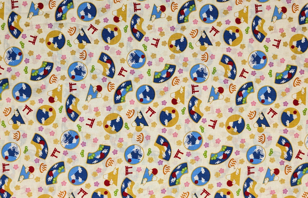 Asano - Mountain Onsen Cotton Fabric - Beige