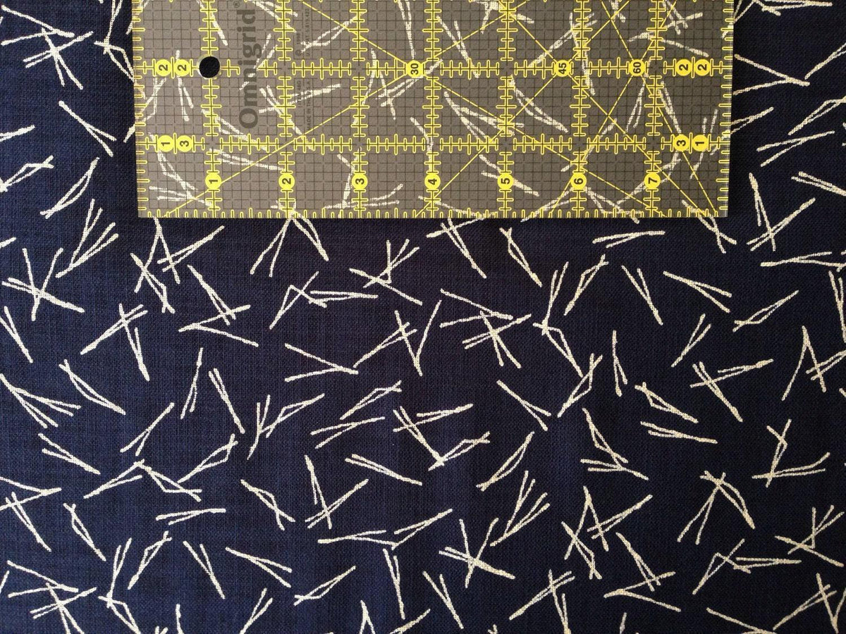 Sevenberry - Pine Needle Matsu Cotton Fabric - Navy Blue Beige