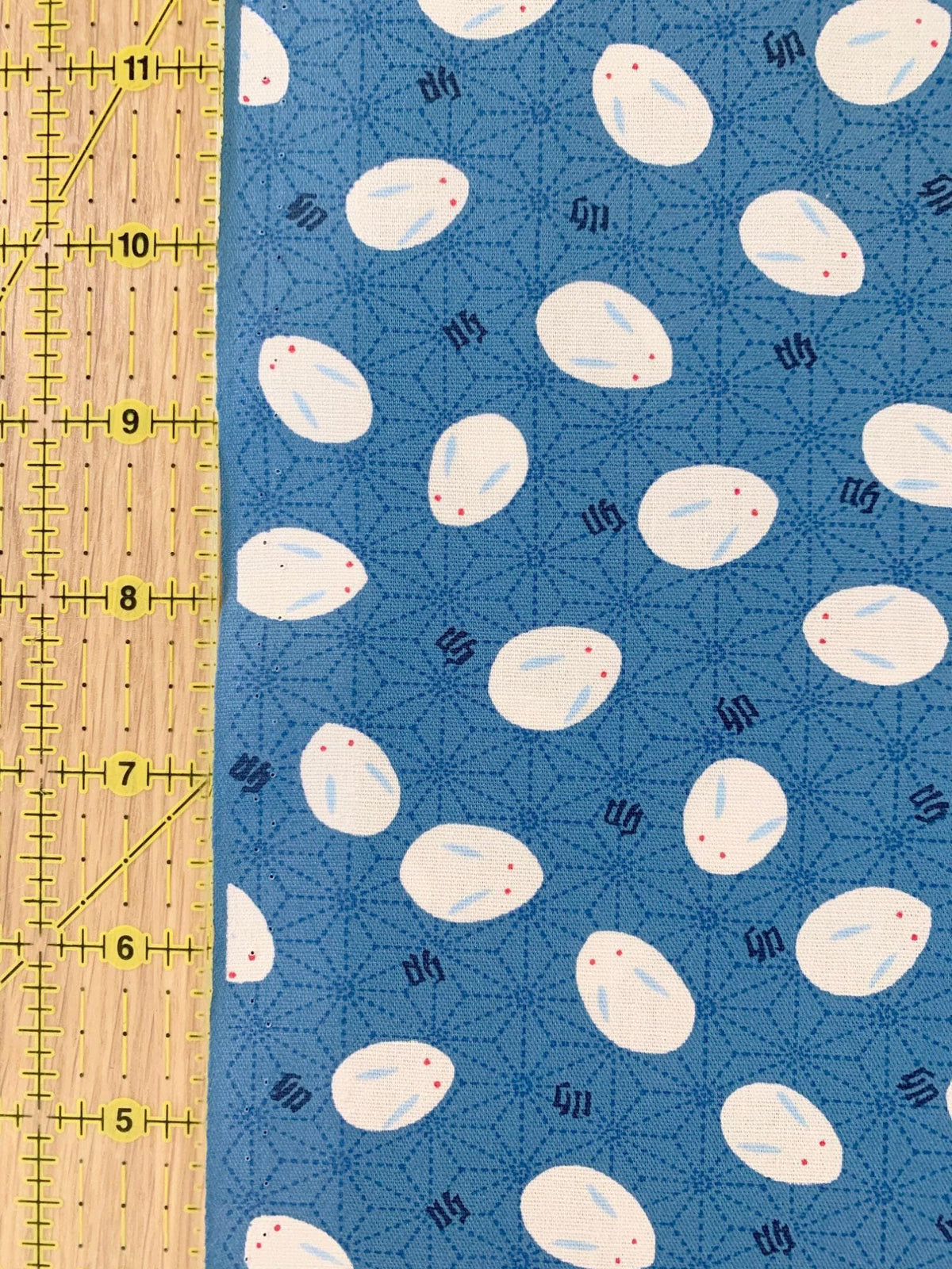 Yamaoka - Slipper Bunnies Cotton Fabric - Blue
