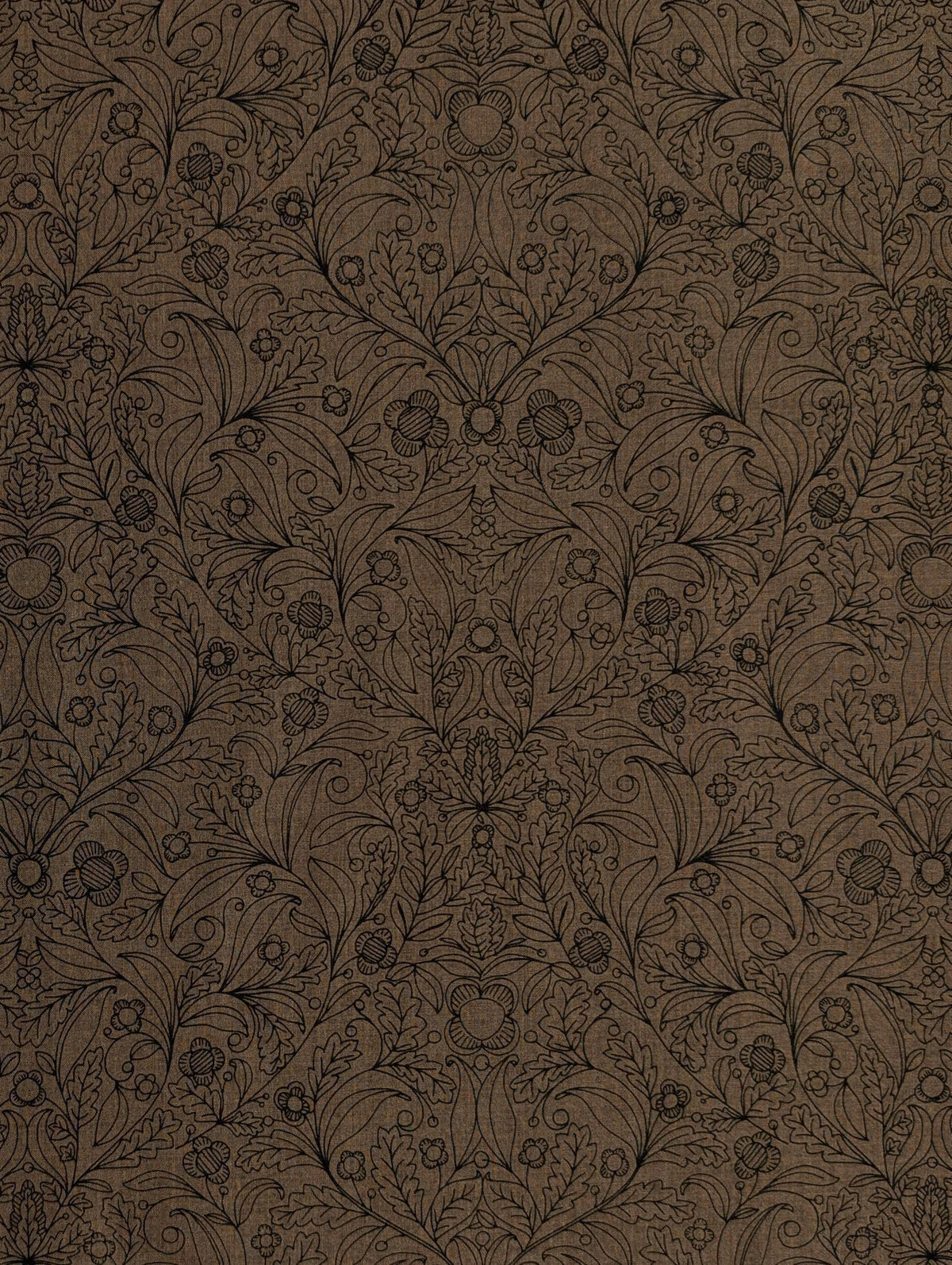Hokkoh - Botanical Filigree Cotton Lawn - Brown and Black