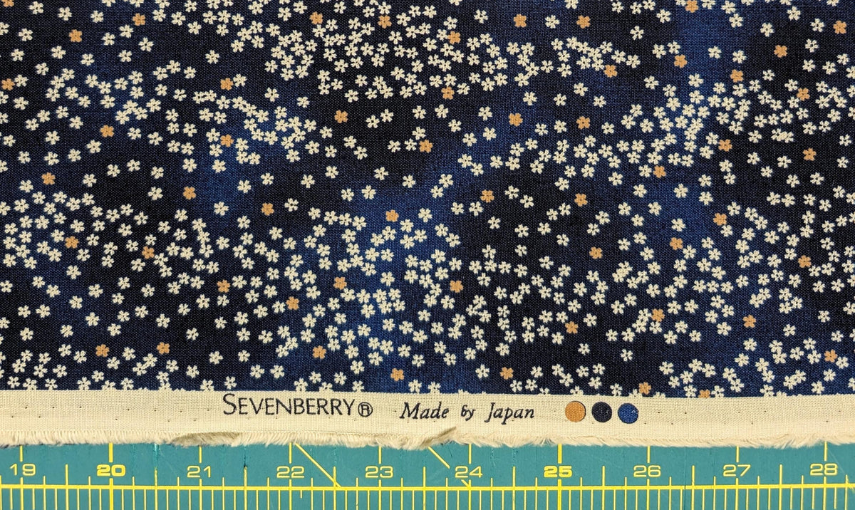 NEW Cherry Blossom Sky Sevenberry Japanese cotton fabric 88234-2-1 navy blue