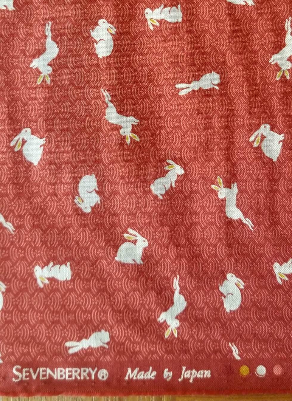 Sevenberry - Bunnies and Waves Cotton Fabric - Red