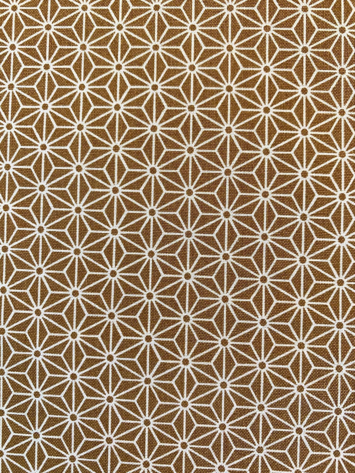 Sevenberry Small Asanoha stars in beige on bronze Japanese cotton fabric 88222-2-1