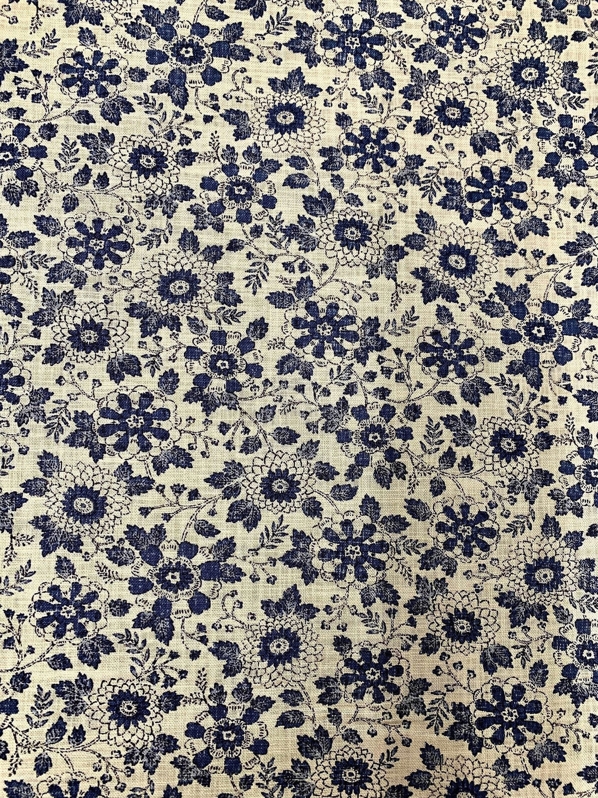 Sevenberry - Vintage Floral Cotton Fabric - Beige Blue