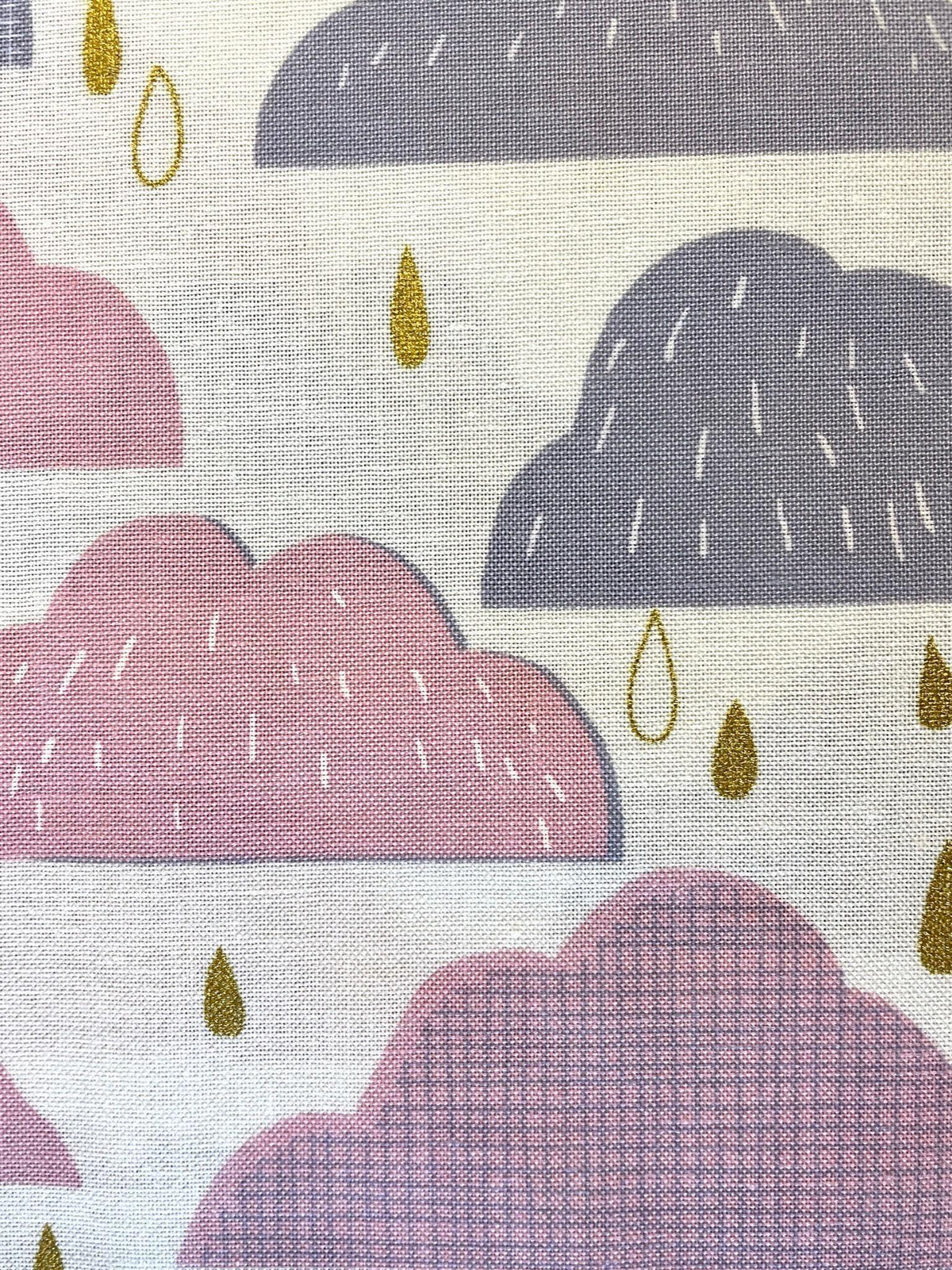 Hokkoh - Rain Clouds Cotton Fabric - Pink Gray