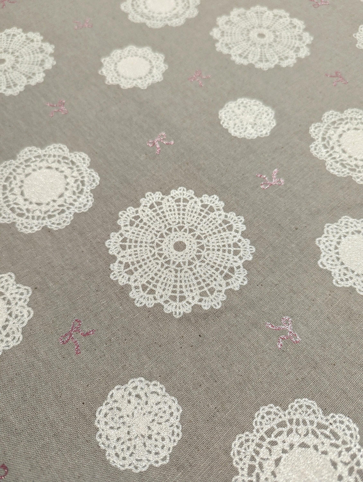Senyo - Glittering Doilies Cotton Oxford - Pink White