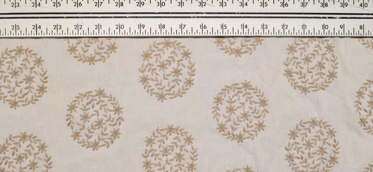 Orimono Imports - Embroidered Floral Cotton Voile - White and Beige
