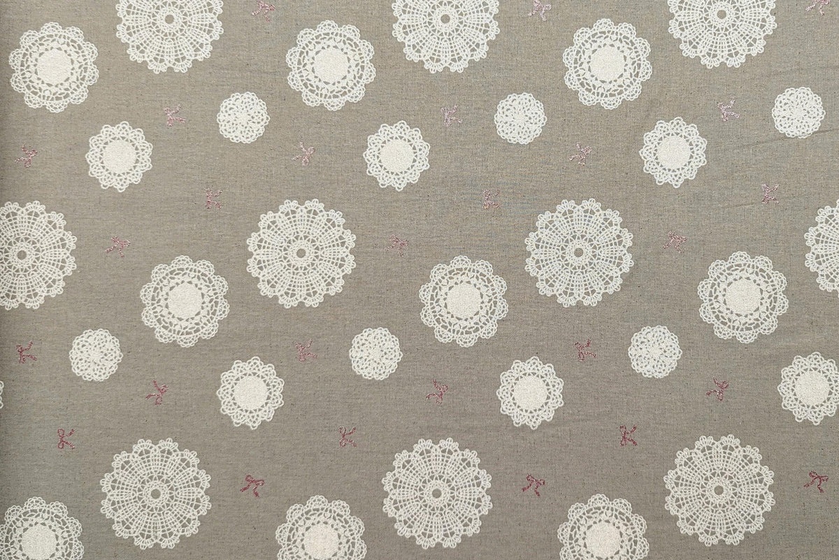 Senyo - Glittering Doilies Cotton Oxford - Pink White