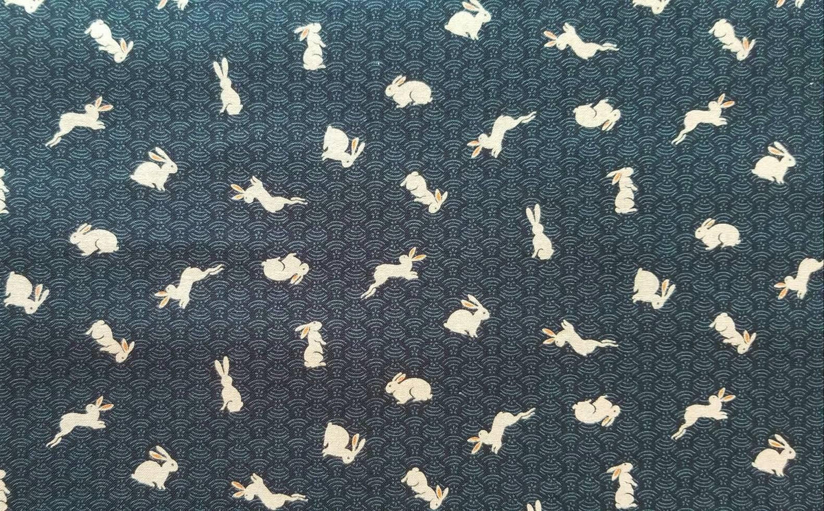 Sevenberry - Bunnies and Waves Cotton Fabric - Blue