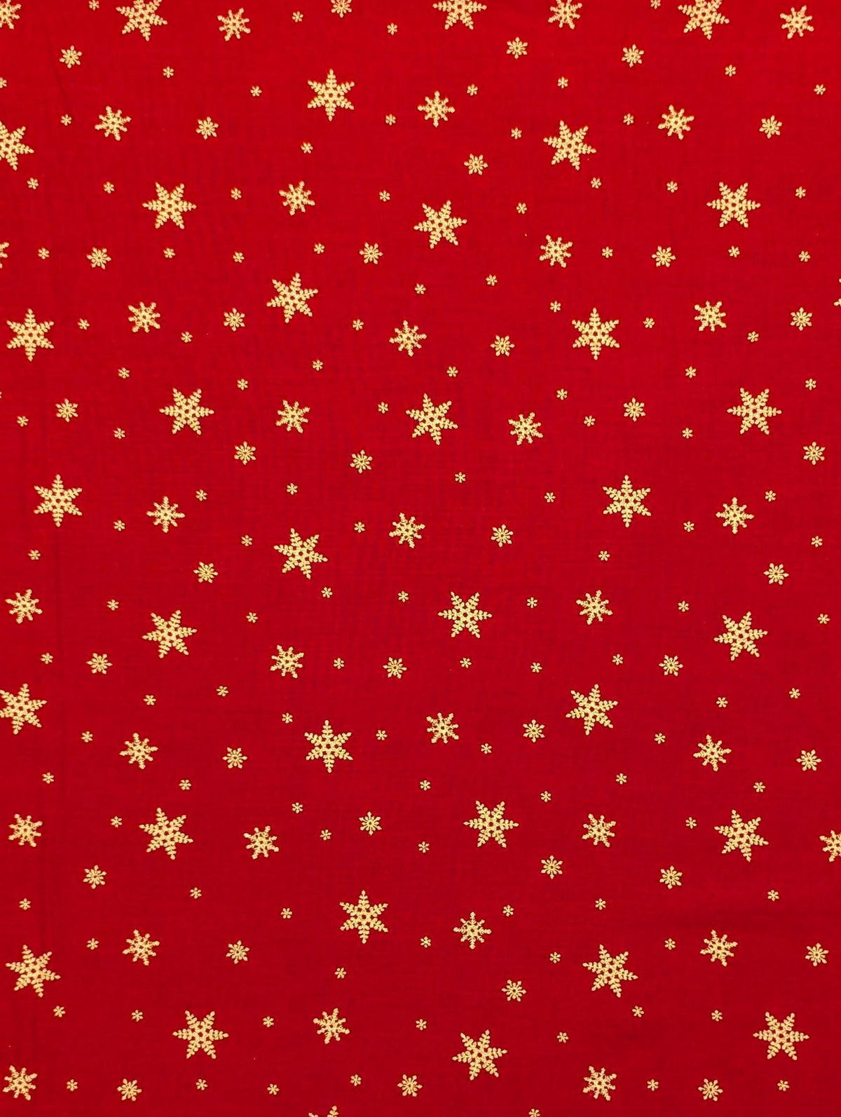 Hishiei - Golden Snowflakes Cotton Fabric - Red