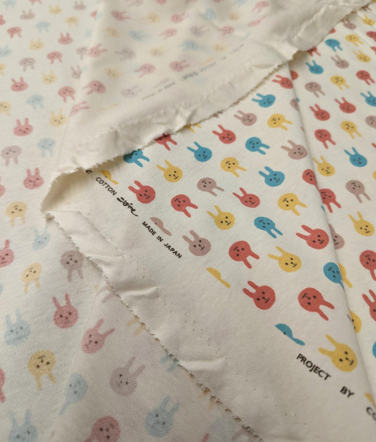 Kobayashi - Colorful Bunnies Cotton Jersey - Teal Orange Yellow