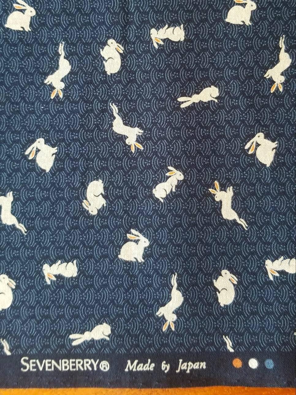 Sevenberry - Bunnies and Waves Cotton Fabric - Blue