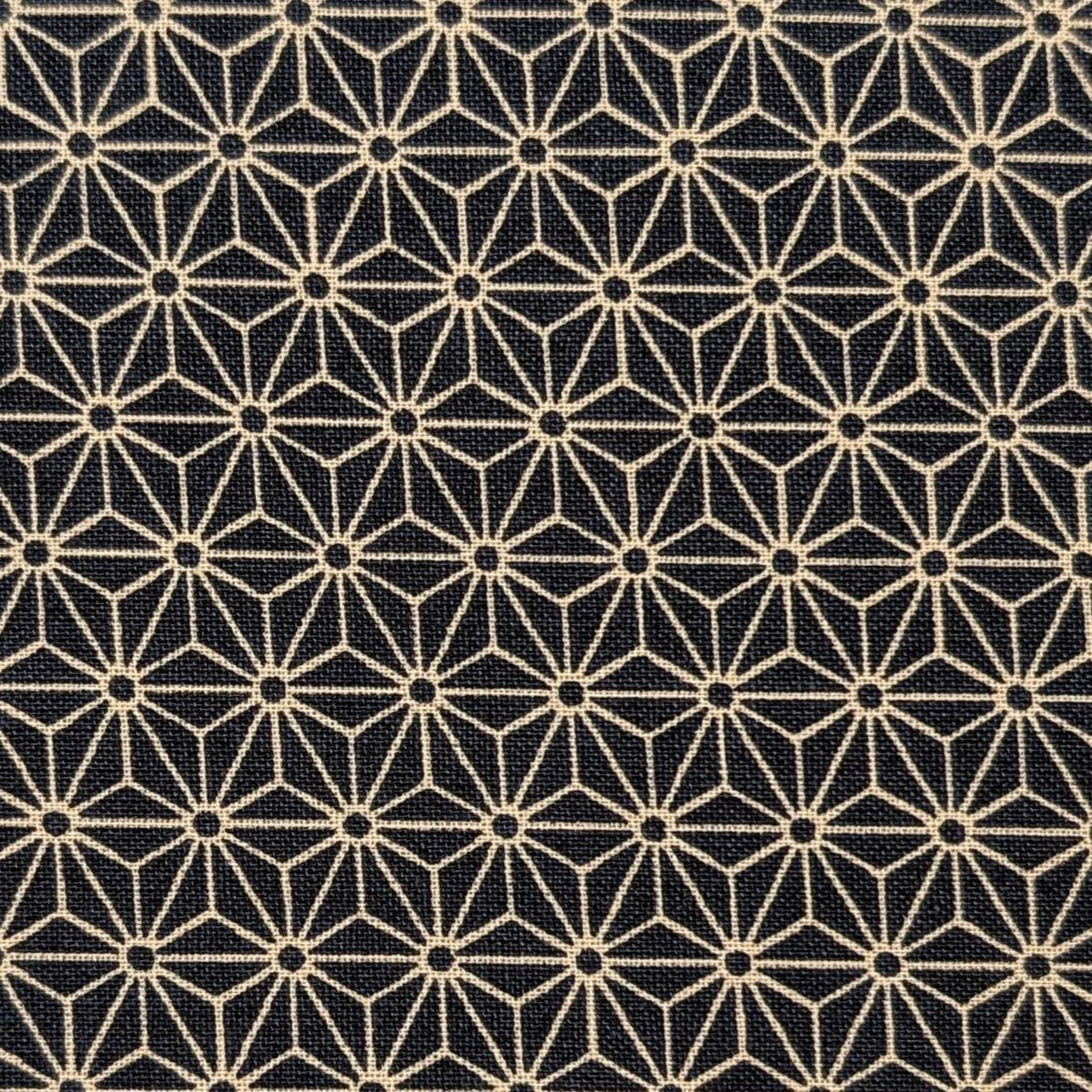 Sevenberry Small Asanoha stars Japanese cotton fabric 88222-2-5 beige & black