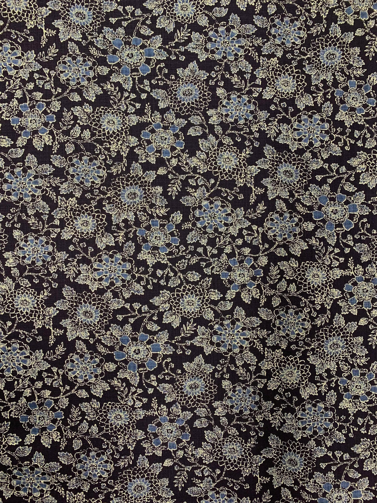 Sevenberry - Vintage Floral Cotton Fabric - Navy Blue