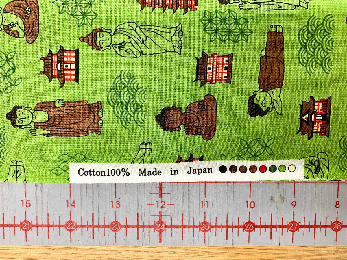 Naka - Buddha Temple Cotton Fabric - Matcha Green