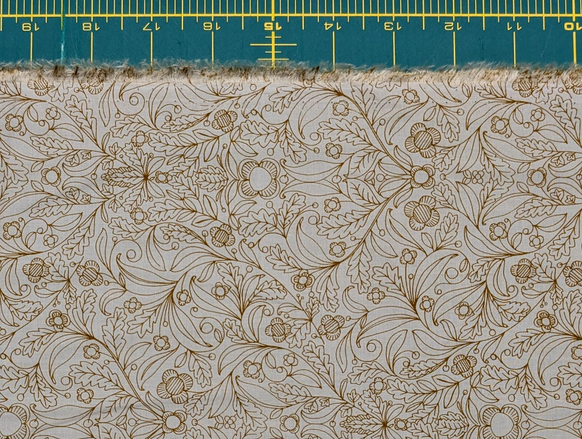 Hokkoh - Botanical Filigree Cotton Lawn - Pale Blue and Brown
