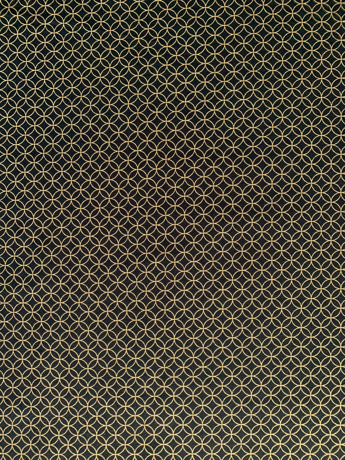 Sevenberry - Golden Shippo Circles Cotton Fabric - Black