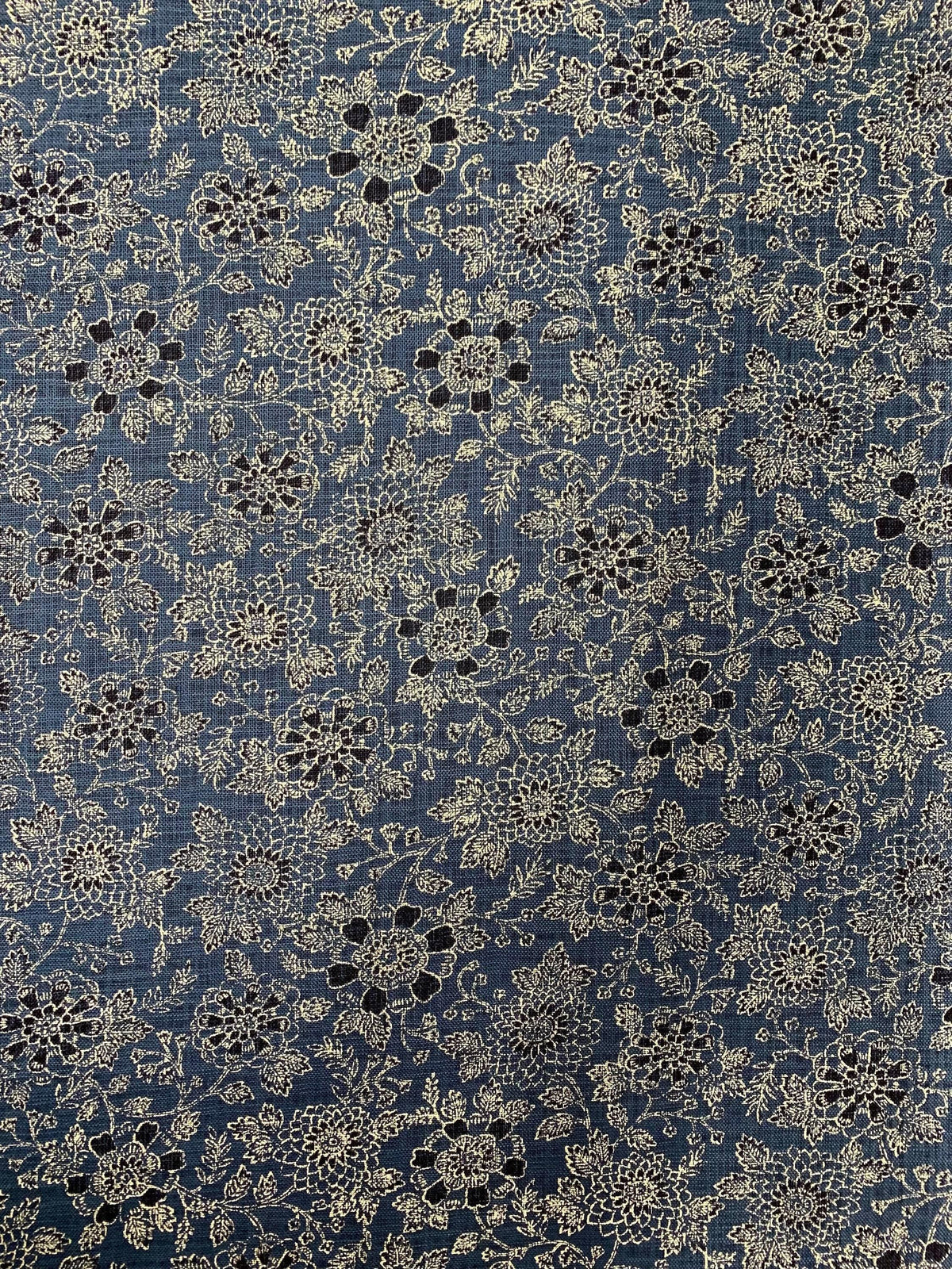 Sevenberry - Vintage Floral Cotton Fabric - Medium Blue
