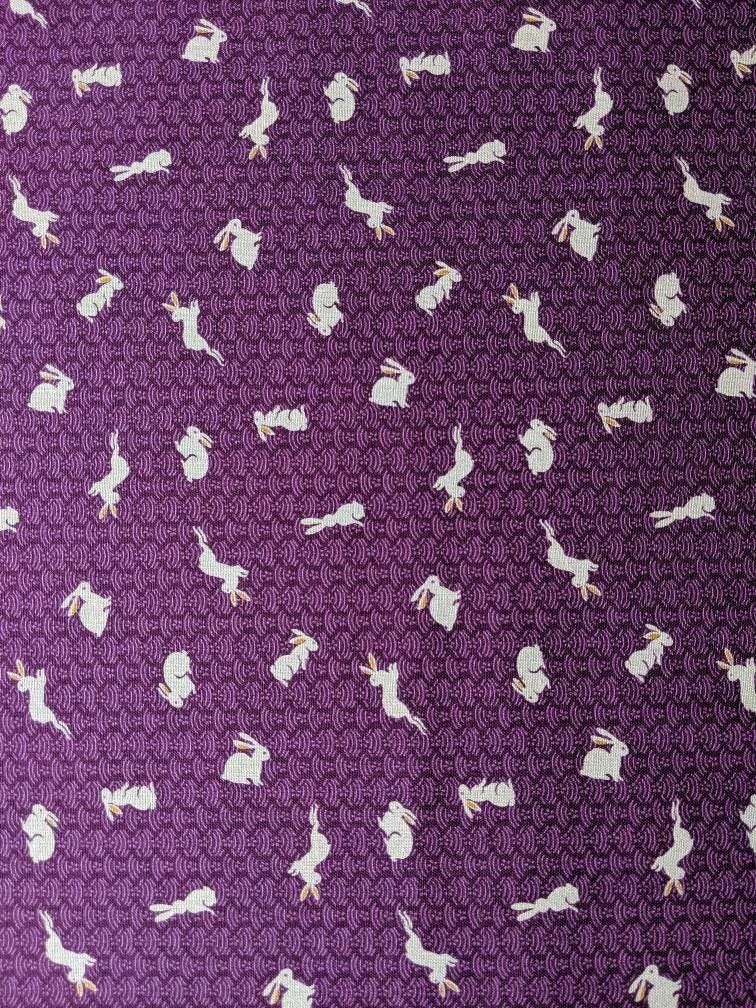 Sevenberry - Bunnies and Waves Cotton Fabric - Purple