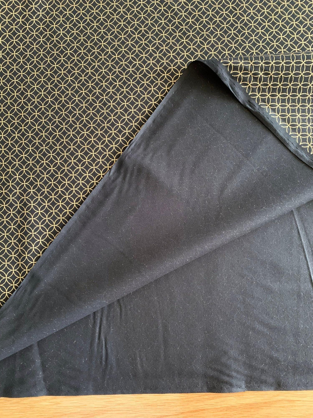 Sevenberry - Golden Shippo Circles Cotton Fabric - Black