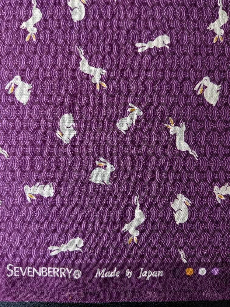 Sevenberry - Bunnies and Waves Cotton Fabric - Purple