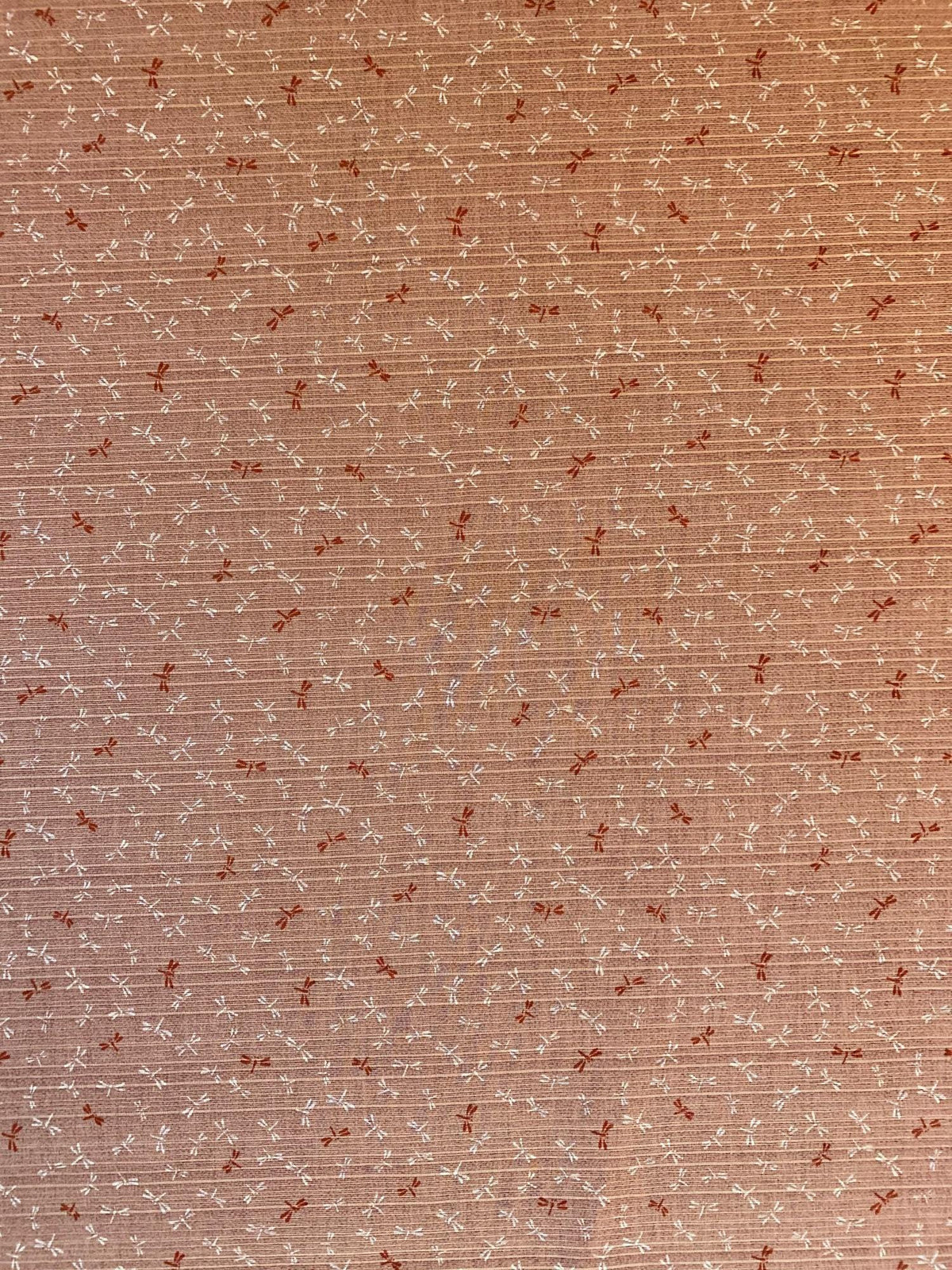 Sevenberry - Double Sided Dragonfly and Same-Komon Cotton Shantung - Pink Red