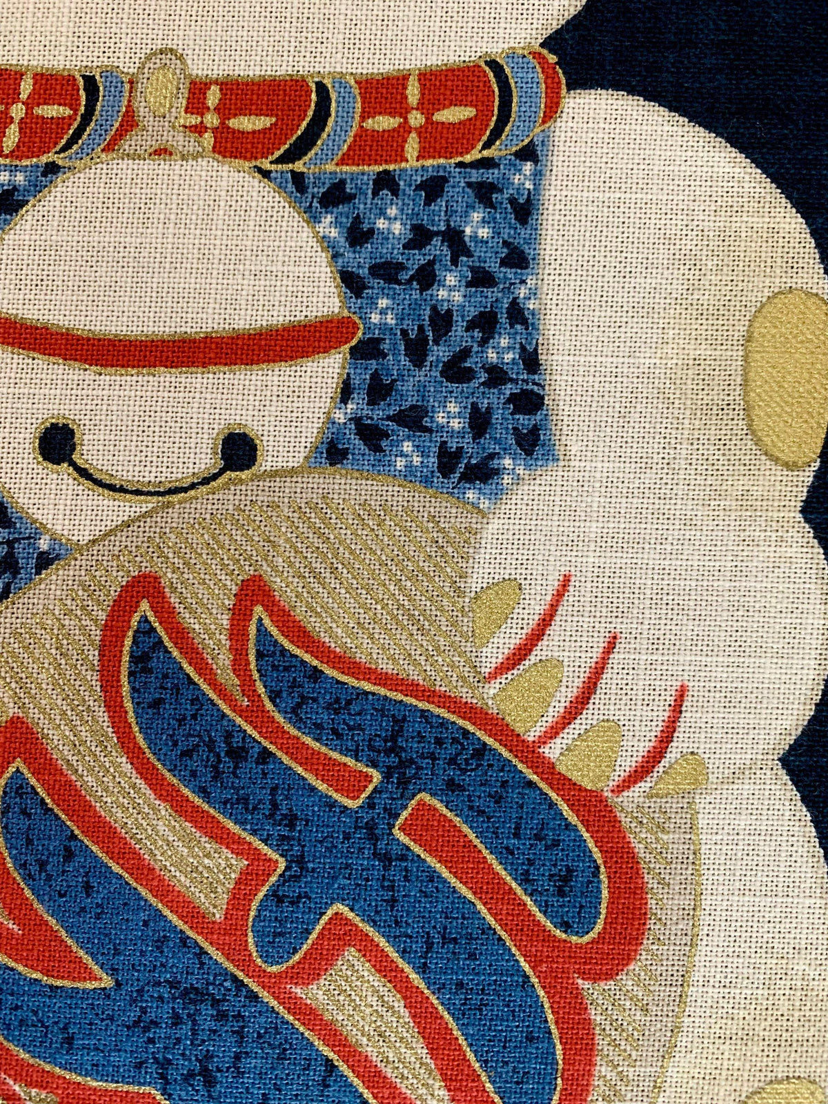 Kurenai - Maneki Neko Lucky Cat Japanese Noren Panel - Blue