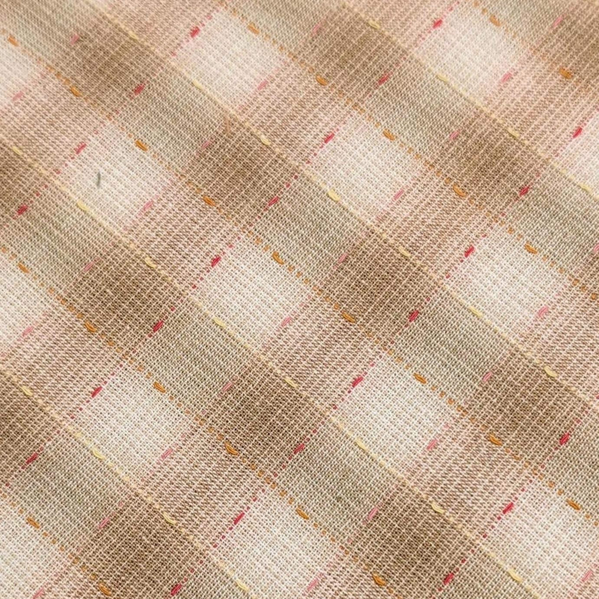 NEW Dotted textured gingham Japanese yarn dyed cotton taupe fabric SY10633S B tan