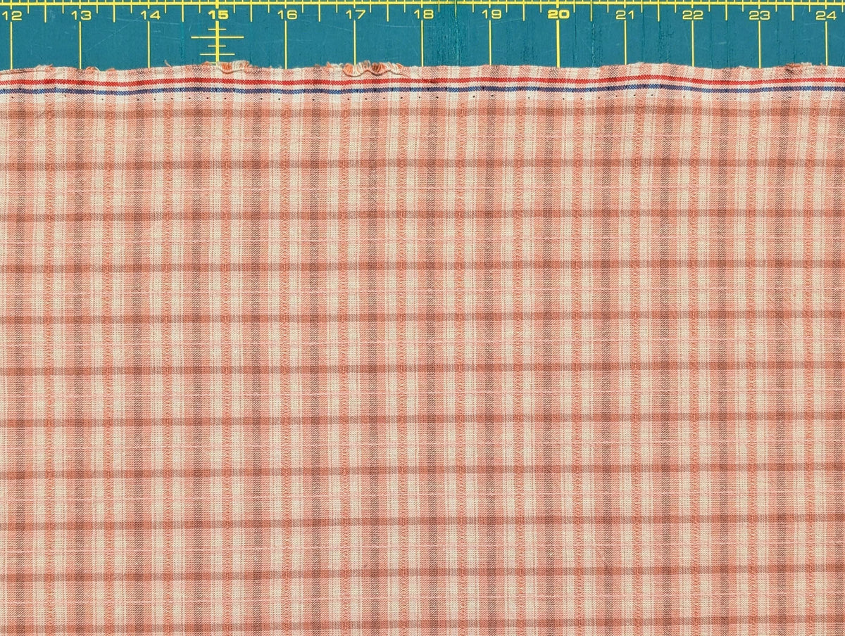 Textile Pantry - Junko Matsuda Yarn Dyed Plaid Cotton Fabric - Pink and Beige