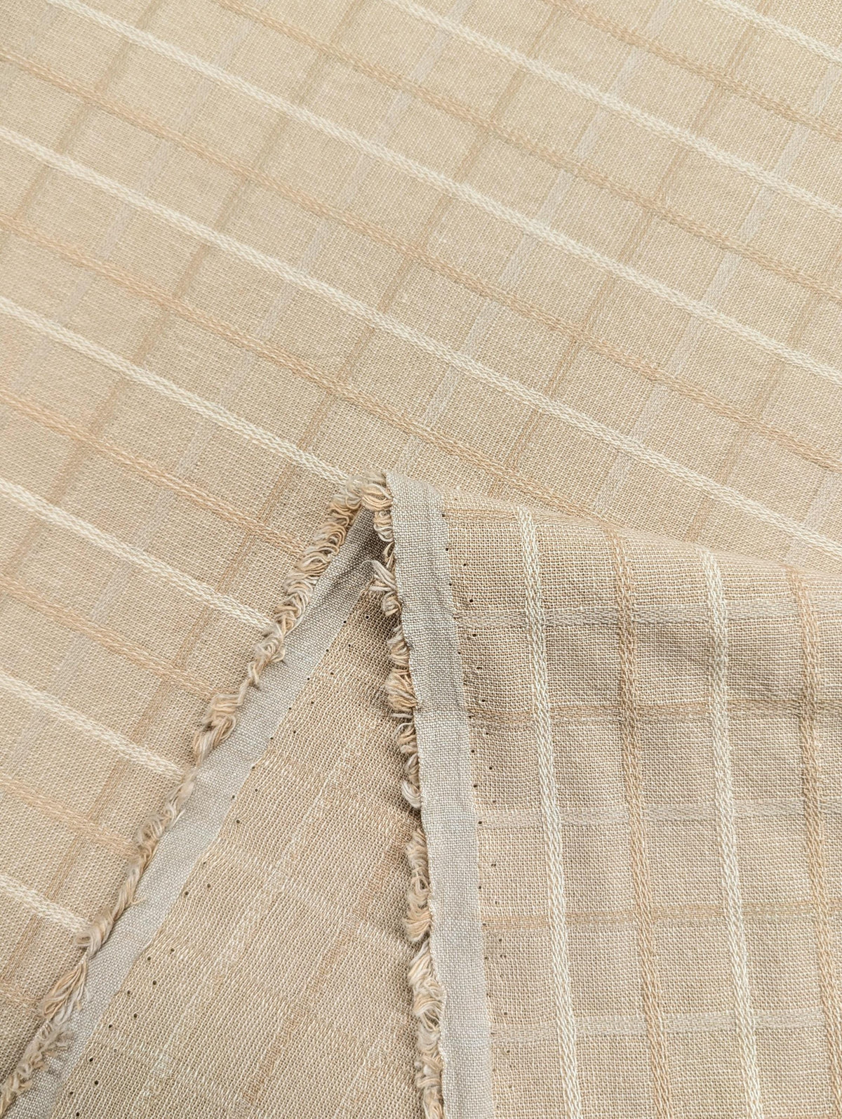 Japanese yarn dyed plaid grid cotton fabric 4547-343 beige