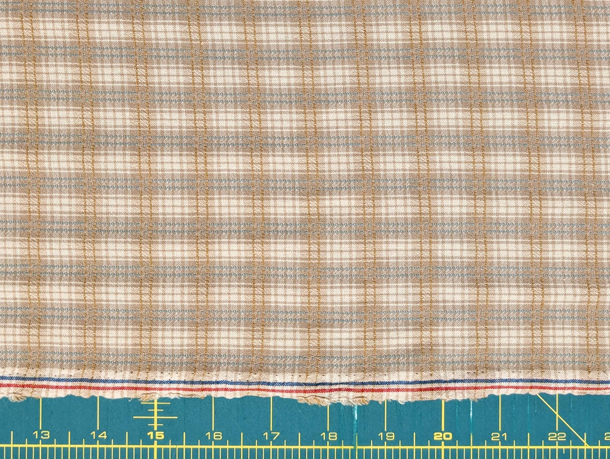 Textile Pantry - Junko Matsuda Yarn Dyed Plaid Cotton Fabric - Beige and Tan