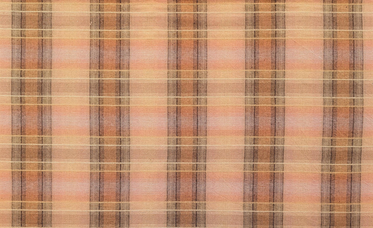 Cosmo plaid Japanese yarn dyed cotton taupe fabric AY77000-4 B beige & pink
