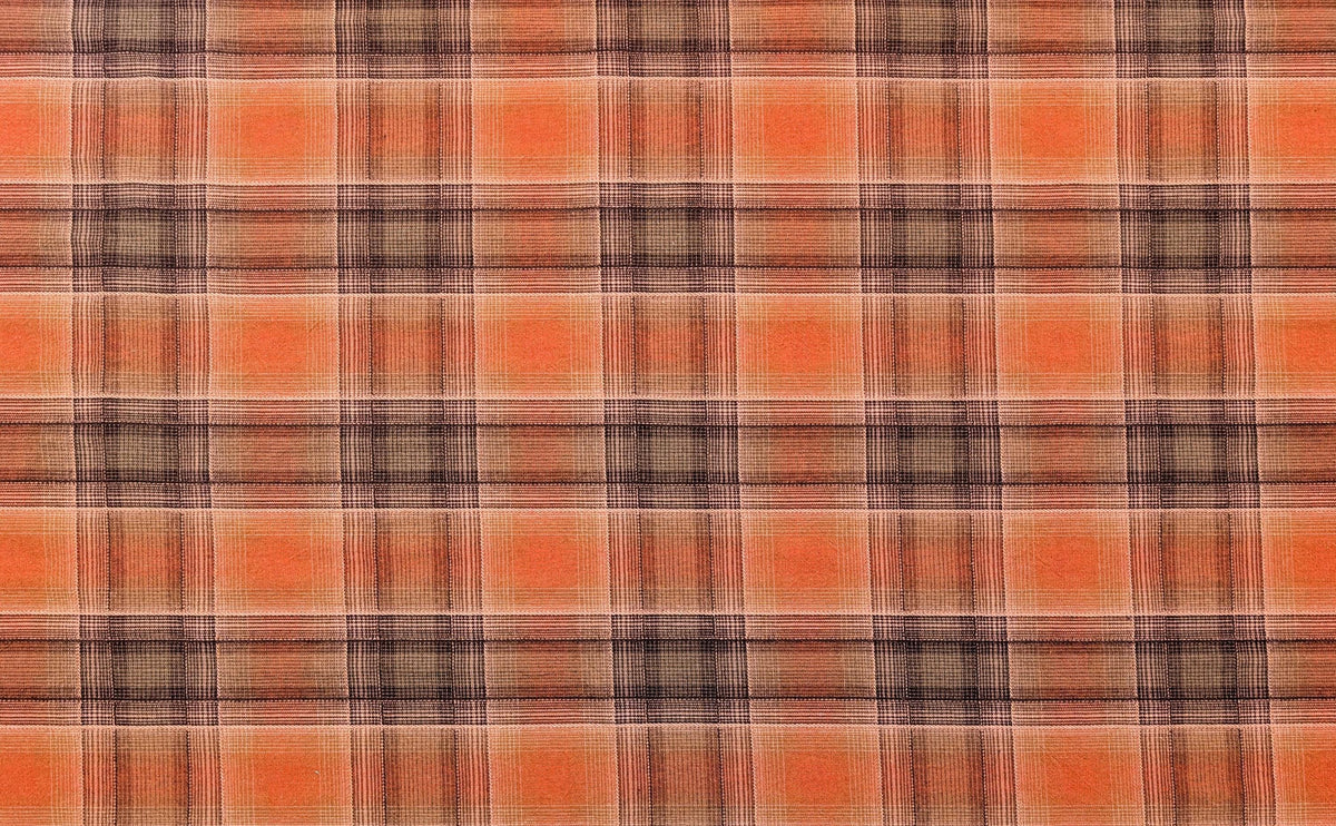 Cosmo plaid Japanese yarn dyed cotton taupe fabric AY77000-4 D red & gray